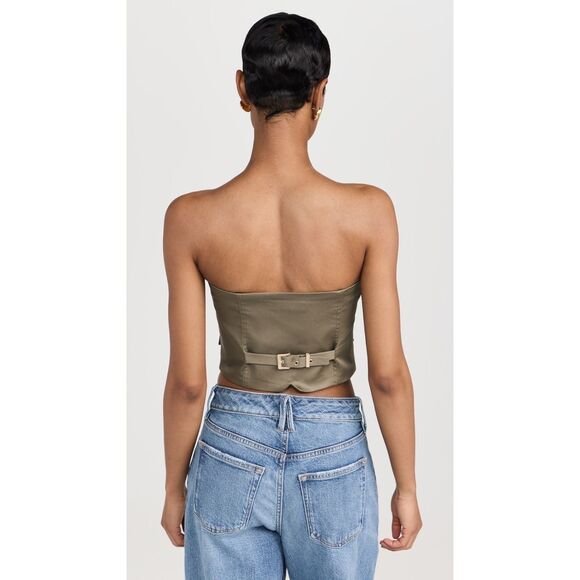 NWT Generation Love Susanna Gabardine Strapless Cropped Vestier Olive Green XS - Picture 3 of 16